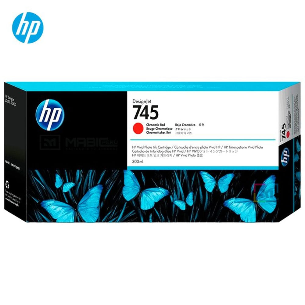 Cartucho de Tinta HP 745 Rojo Cromático F9K06A DesignJet Z2600, Z5600 Original - 300ml