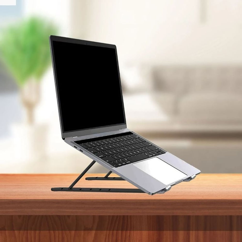 SOPORTE PARA LAPTOP DE ALUMINIO NEGRO - 7 NIVELES DE INCLINACION