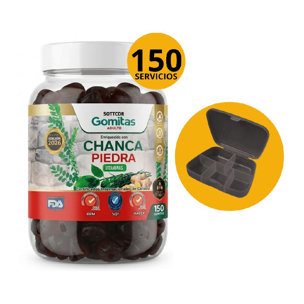 Sottcor Suplemento Gomitas Chanca Piedra Vitaminas Adultos 150 Unidades con pastillero