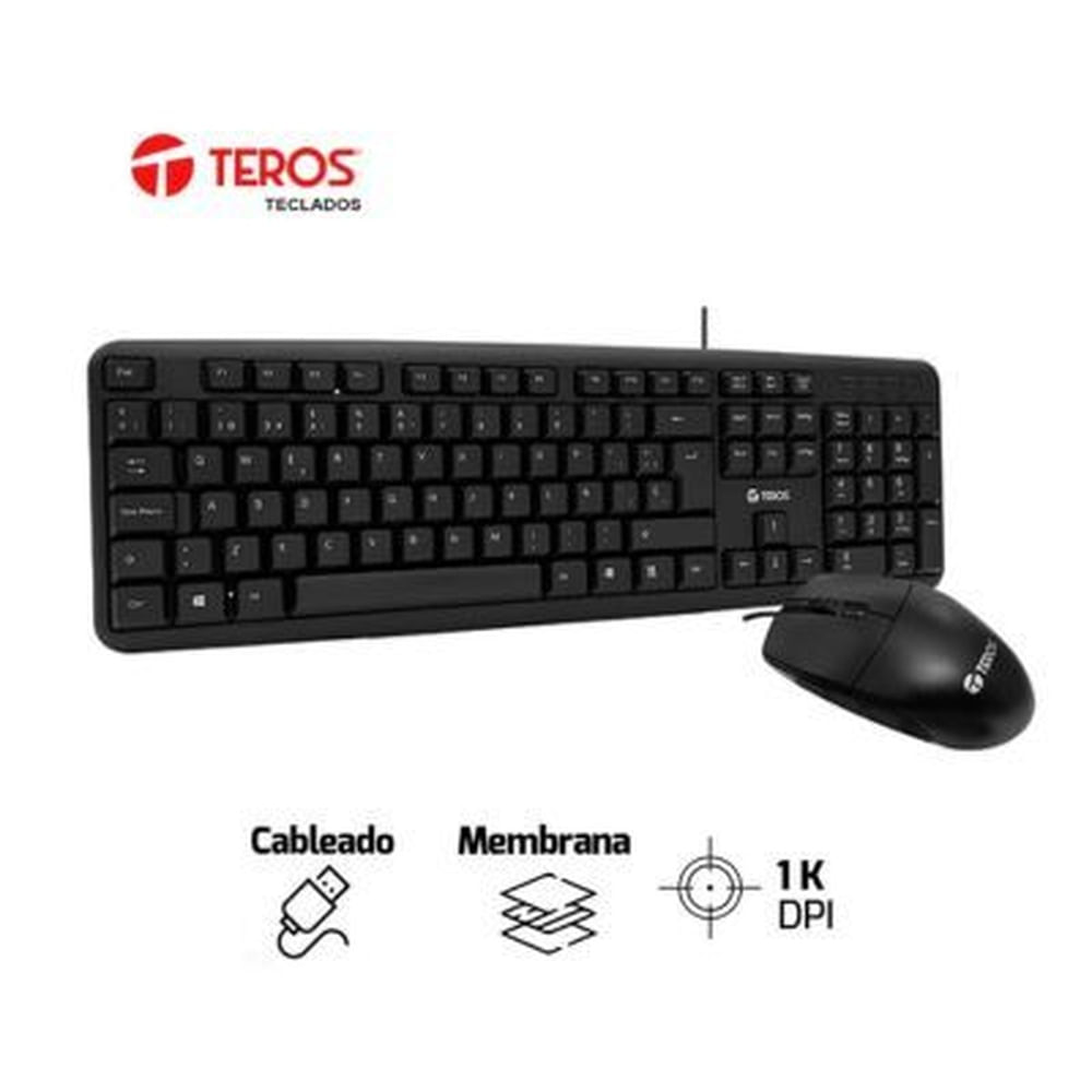 KIT TEROS TECLADO + MOUSE TE-4062N USB NEGRO