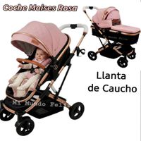 Coche Cuna para Bebe Dorado Baby Happy Rosa
