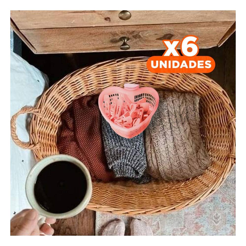 Pack6 Organizador Durable Rosado Claro en Forma de Corazon para Guardar Ganchos Y Papel Regalo