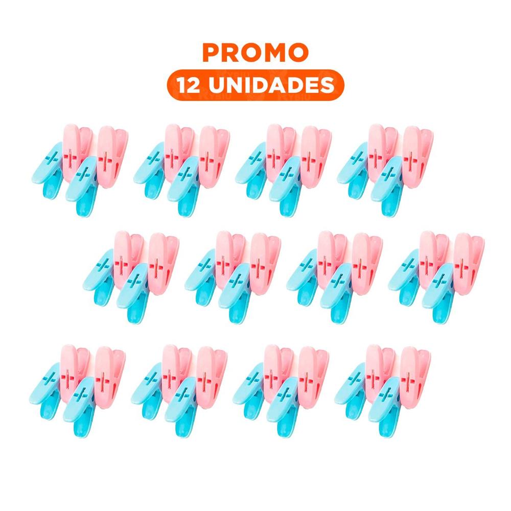 Pack12 Ganchos de Plastico Curvos para Ropa Multicolor con Cuerda para Uso Diario