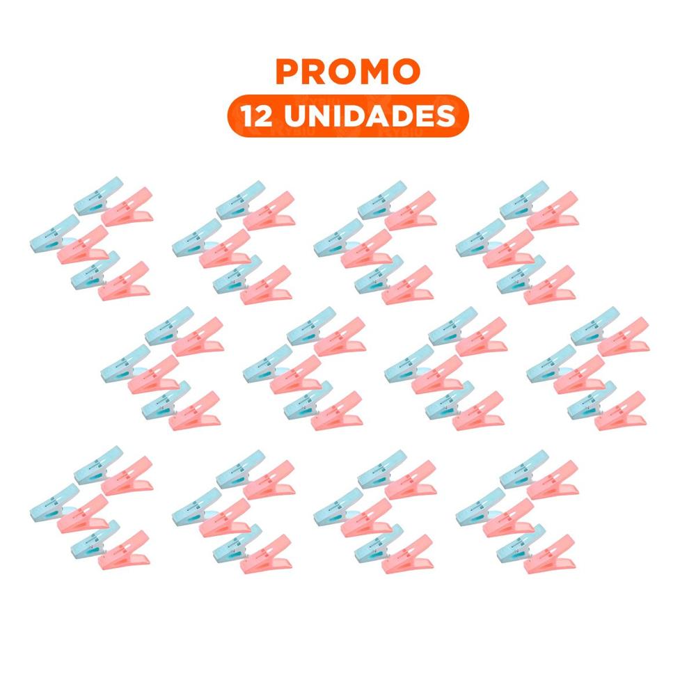 Pack12 Clips Cuadrados para Colgado de Ropa Multicolor con Cuerda Incluida