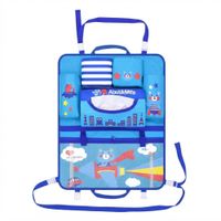 Organizador de Auto Asiento Trasero Infantil Con Diseño de Osito en Cohete Celeste con Azul