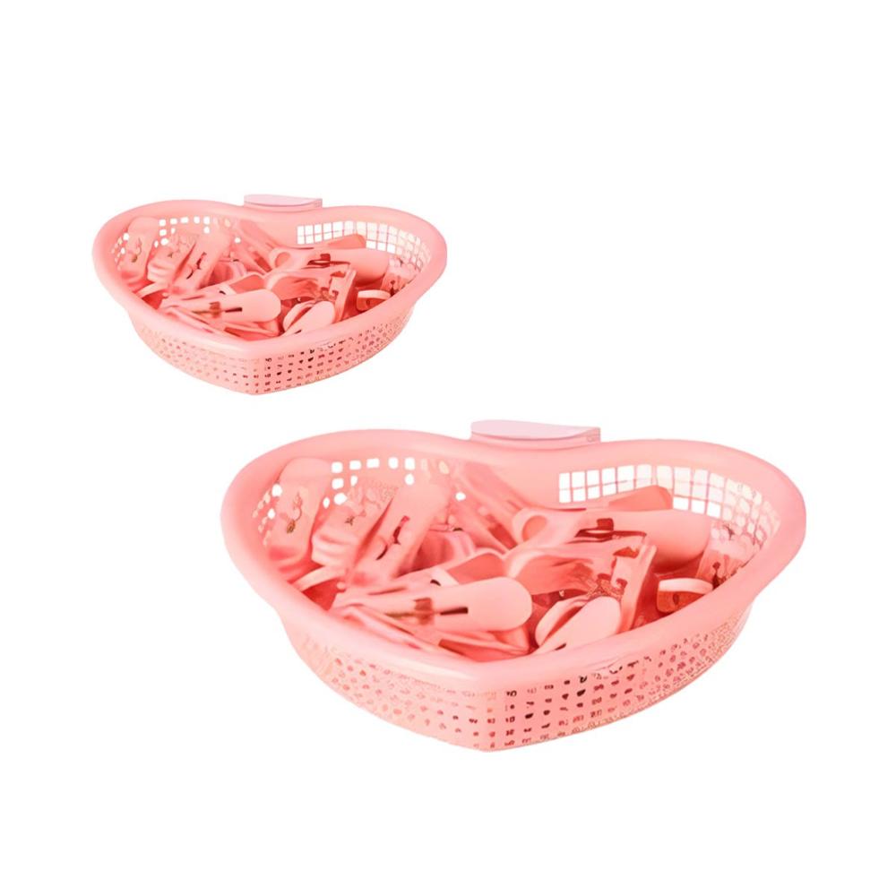 Cesto Rosado Claro en Forma de Corazon para Guardar Ganchos de Ropa Y Regalo Sticker