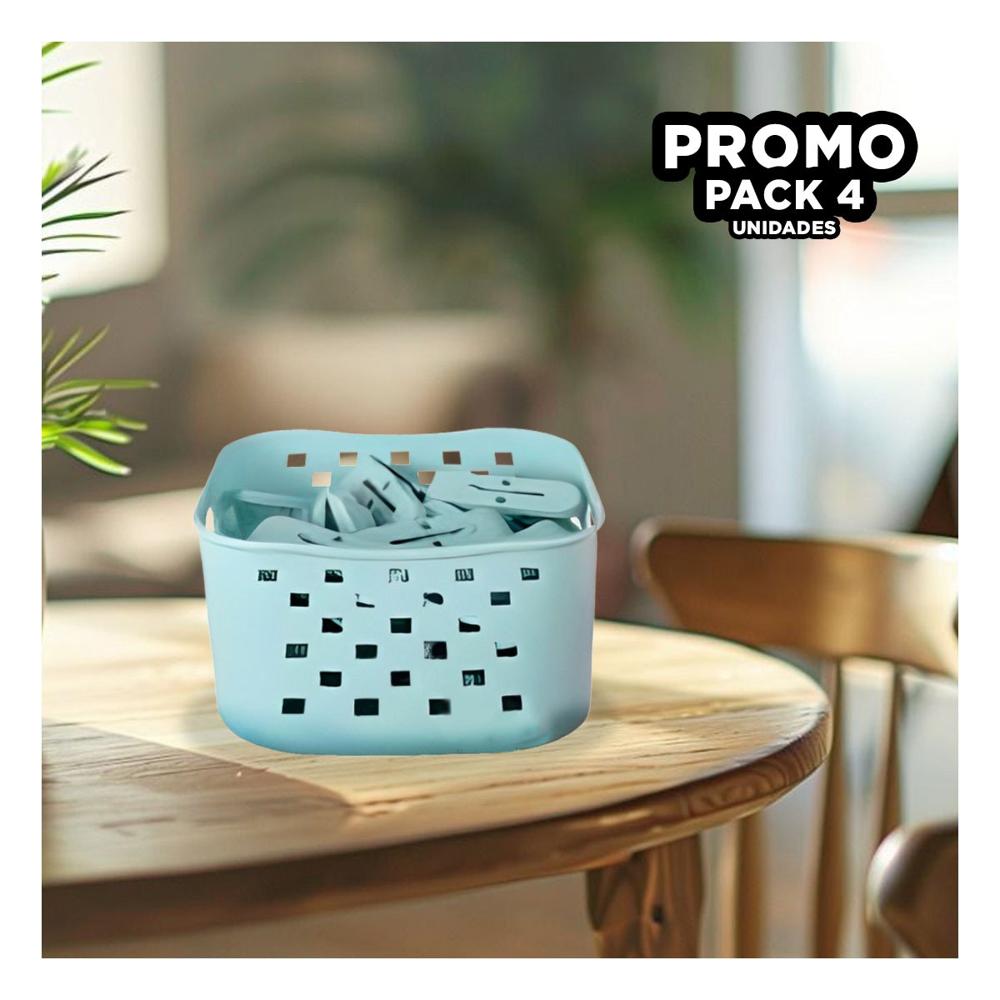 Pack4 Contenedor Practico Cuadrado con Ganchos Verde Claro para Ropa Ordenada Y Papel Regalo