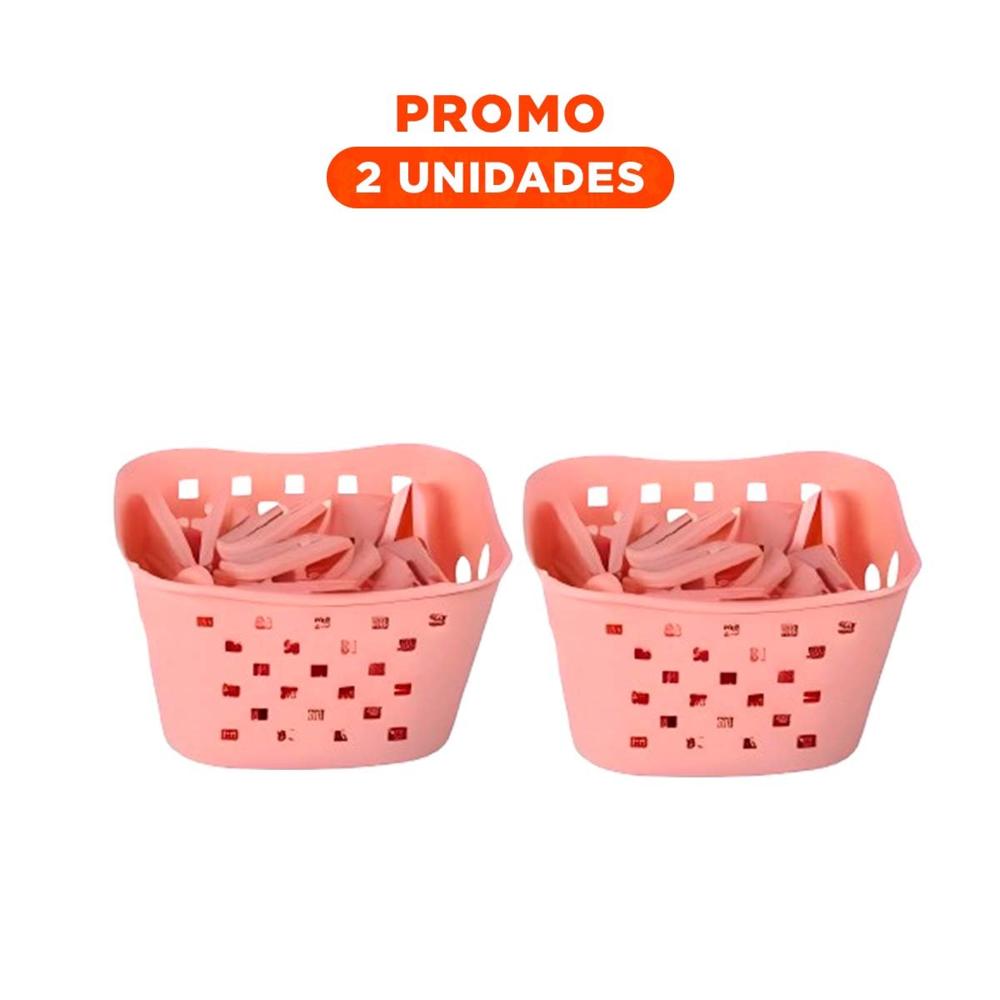 Pack2 Cesto Práctico Cuadrado con Ganchos para Ropa Rosado Claro para Casa Y Regalo Sticker