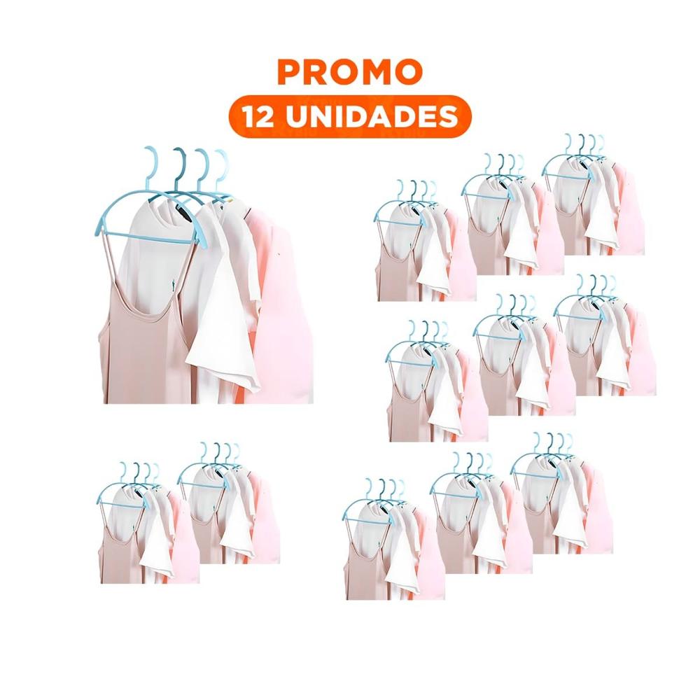 Pack12 Colgador Moderno de Plastico Celeste Circulo en Medio
