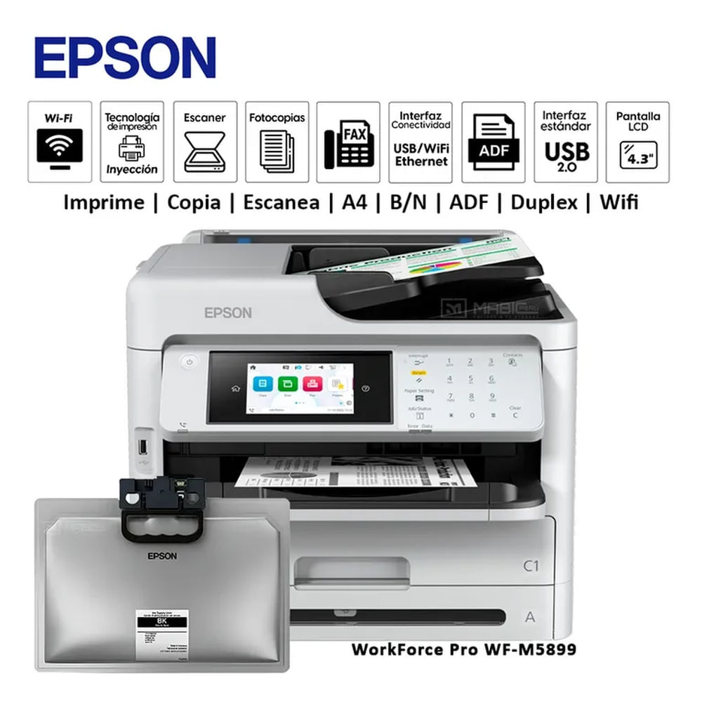 Impresora Multifuncional Monocromatica Epson WorkForce Pro WF-M5899 Duplex ADF WIFI