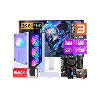COMPUTADORA AMD RYZEN 3 3200G RAM 16GB SSD 512GB MONITOR 24 BLANCO