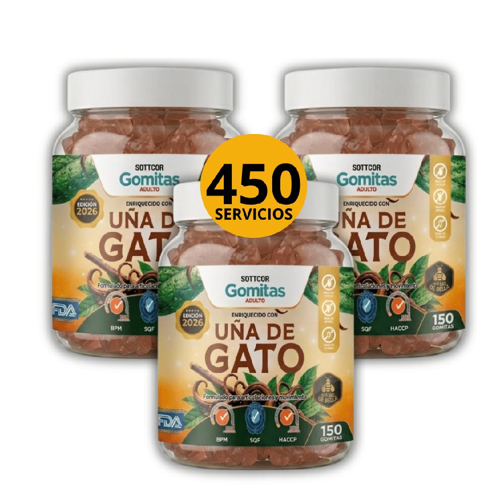 Pack Sottcor Gomitas de Uña de Gato - Soporte Articular y Movimiento 450 Unidades