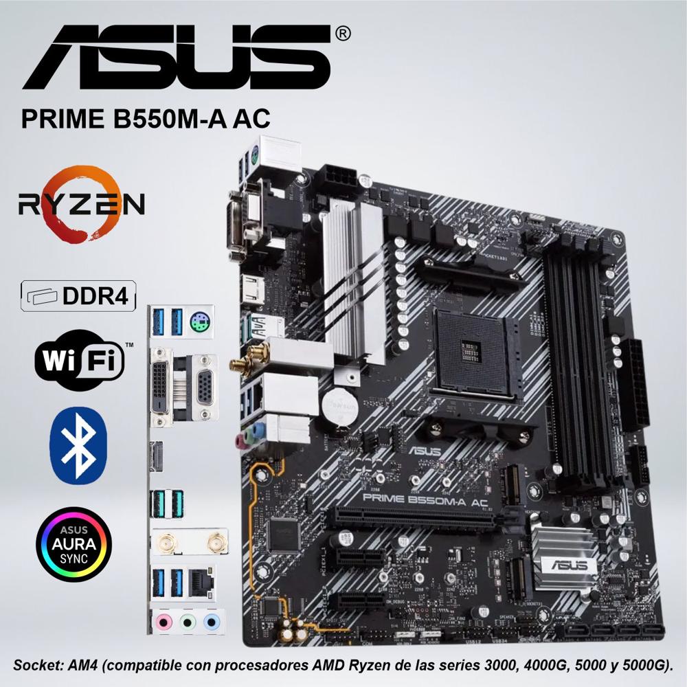 PLACA ASUS AMD RYZEN PRIME B550M-A AC WIFI DDR4