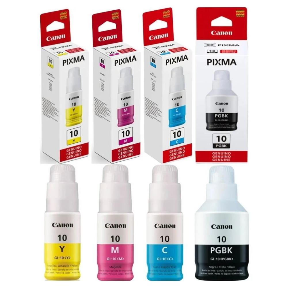 Kit de Tintas Originales Canon GI-10 (4 colores) para PIXMA G5010/G5011/G6010/G6011