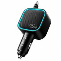 Essager Cargador de Coche 45W USB-C con Cable Retráctil