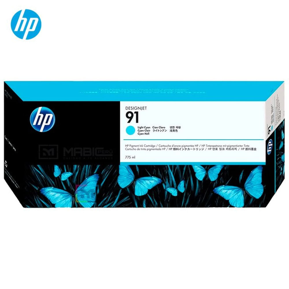 Cartucho de Tinta HP 91 Cian Claro C9470A Designjet Z6100 Original - 775ml