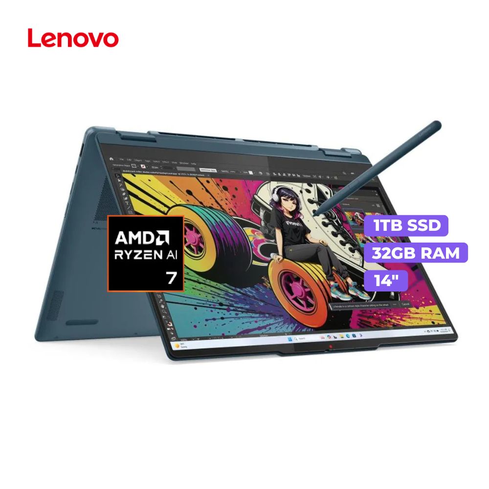 Laptop Lenovo Yoga 7 2-in-14AKP10 AMD Ryzen AI 7 350 32GB 1TB SSD 14 2.8K WQXGA Táctil