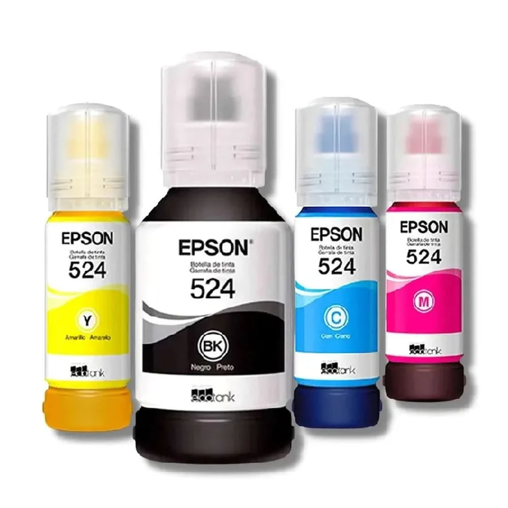 Kit 4 Tinta Epson T524 Ecotank L15150 Original - 127ml - 70ml
