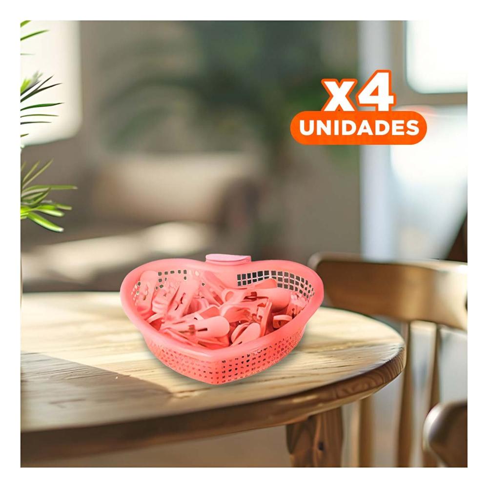 Pack4 Contenedor Practico Rosado Claro en Forma de Corazon para Ganchos Y Papel Regalo
