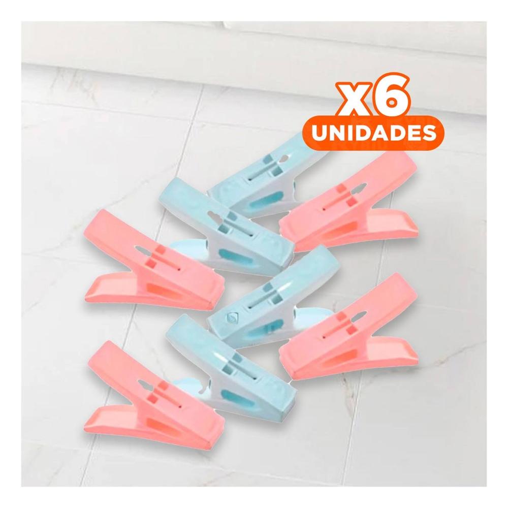 Pack6 Pinzas Cuadradas para Tendido de Ropa Multicolor con Cuerda Practica Y Papel Regalo