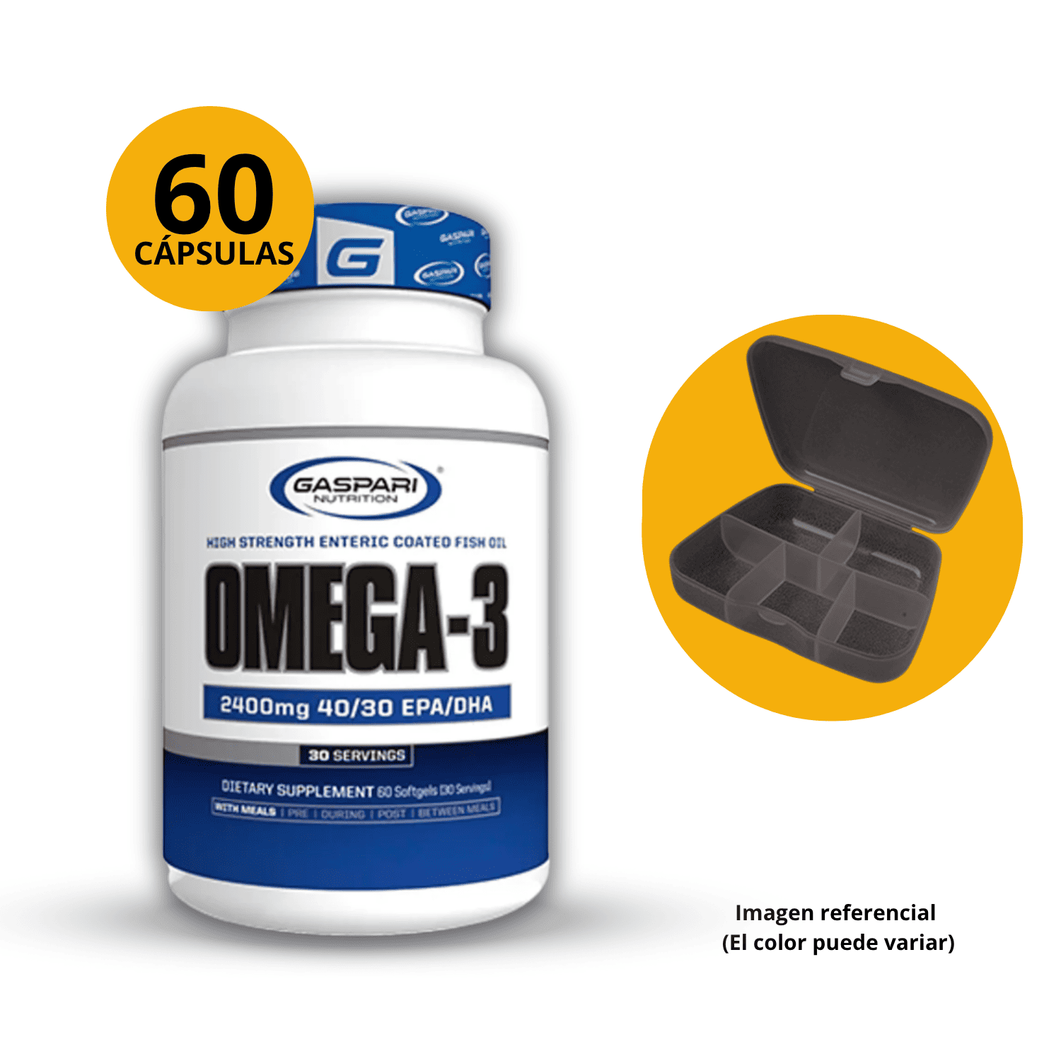 Omega 3 Gaspari Nutrition 2400mg de 30 Servicios con pastillero gratis