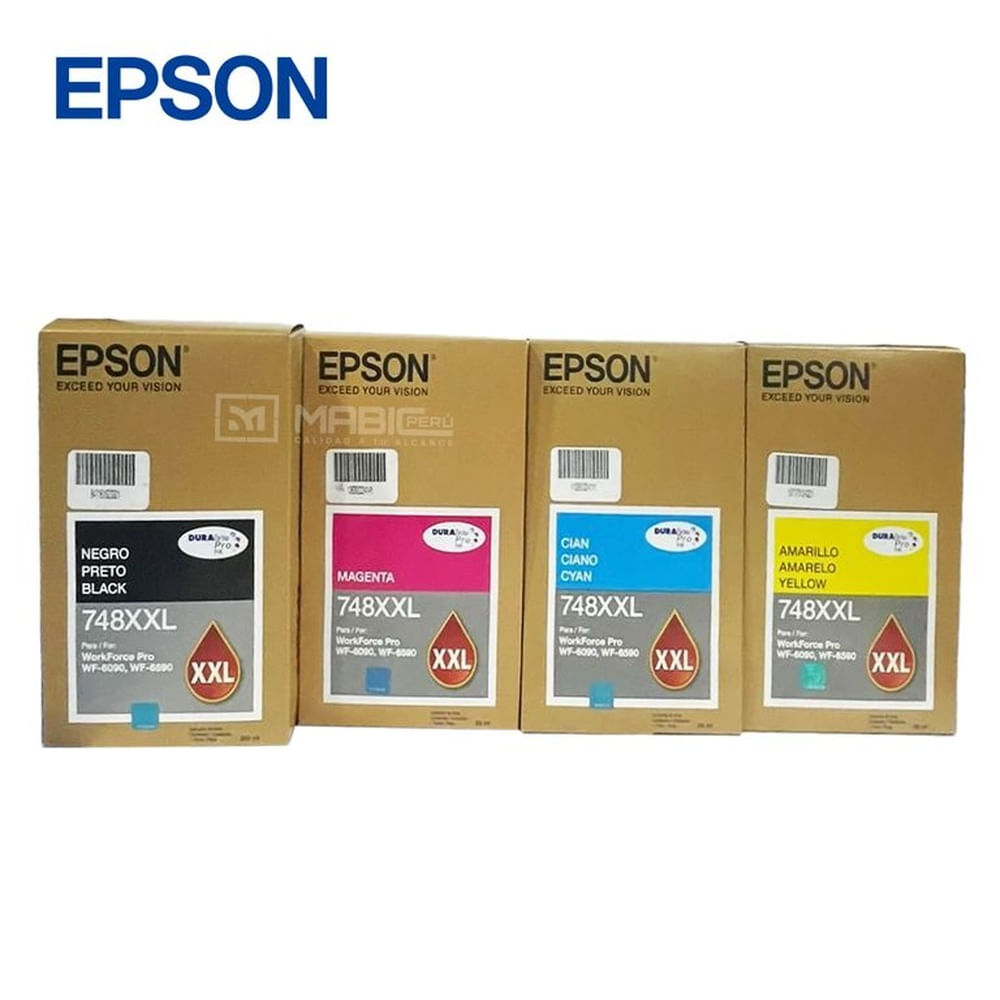 Kit 4 Tinta Epson T748XXL WF-6090, WF-6590 Original - 202ml - 69ml