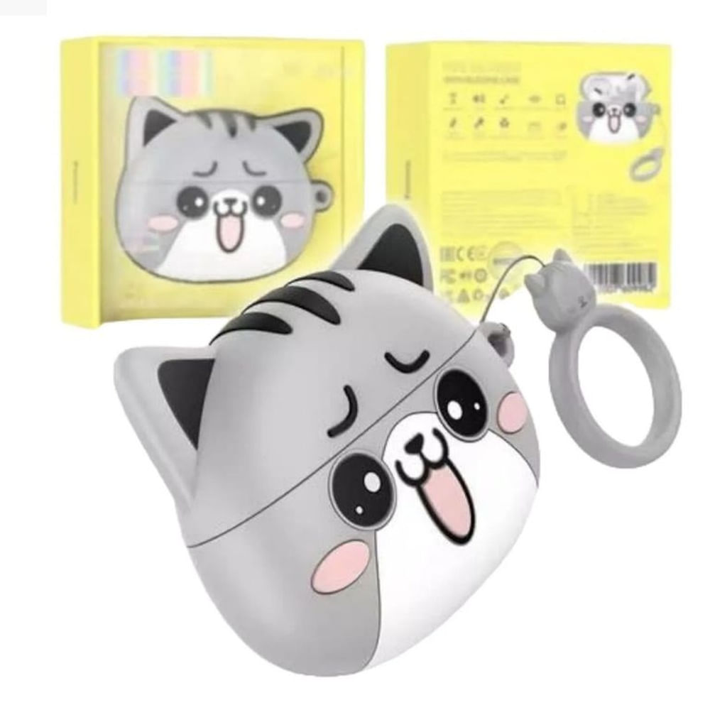AUDIFONOS INALAMBRICOS CON FUNDA DE GATO COLOR GRIS