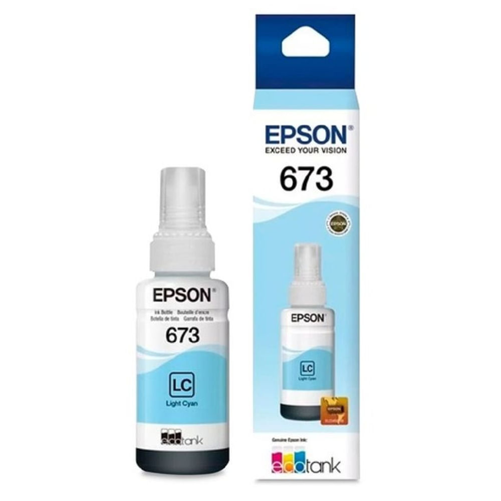 Tinta Epson T673 Cian Claro EcoTank L800, L805, L810, L850, L1800 Original - 70ml