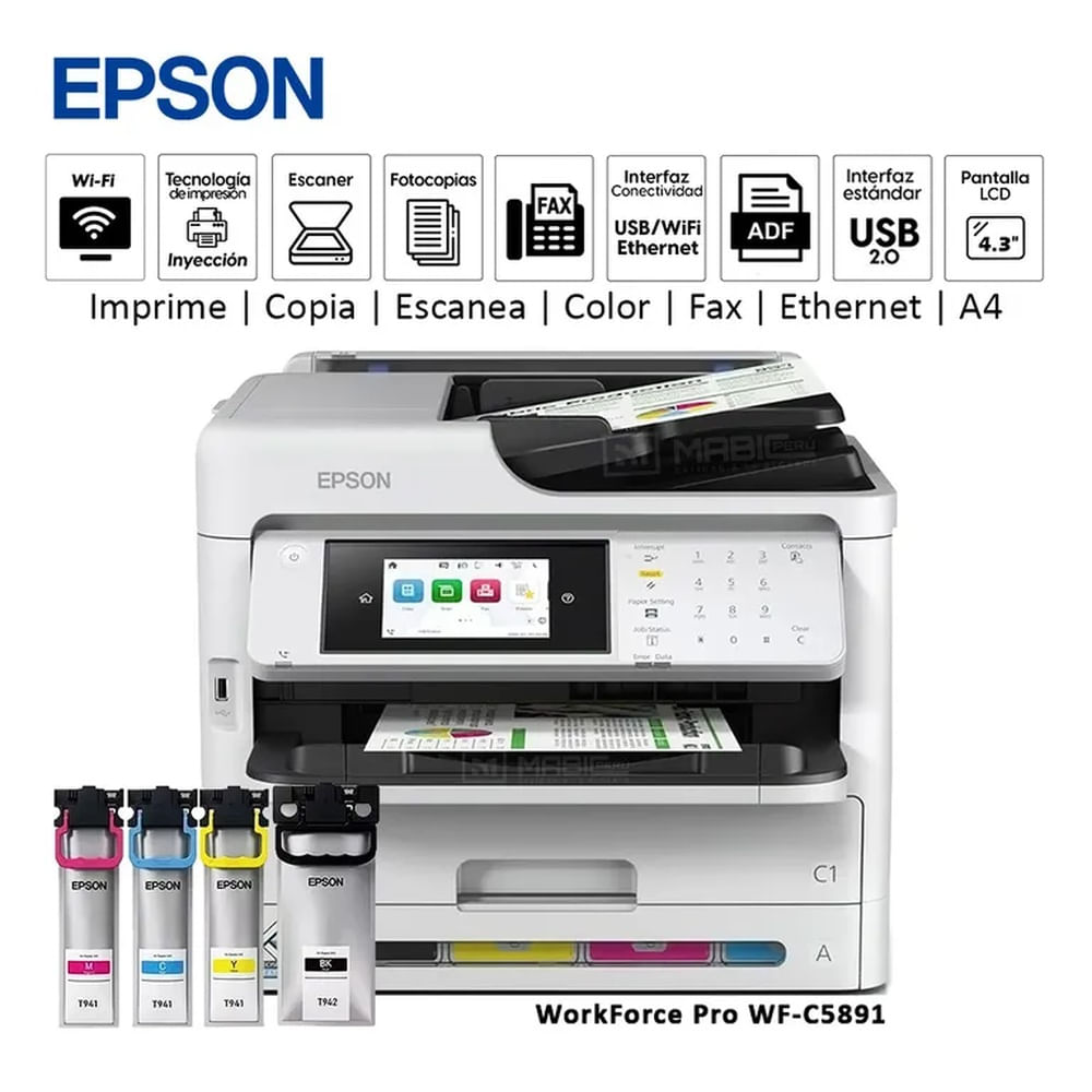 Impresora Multifuncional Epson WorkForce Pro WF-5891 Duplex WIFI ADF