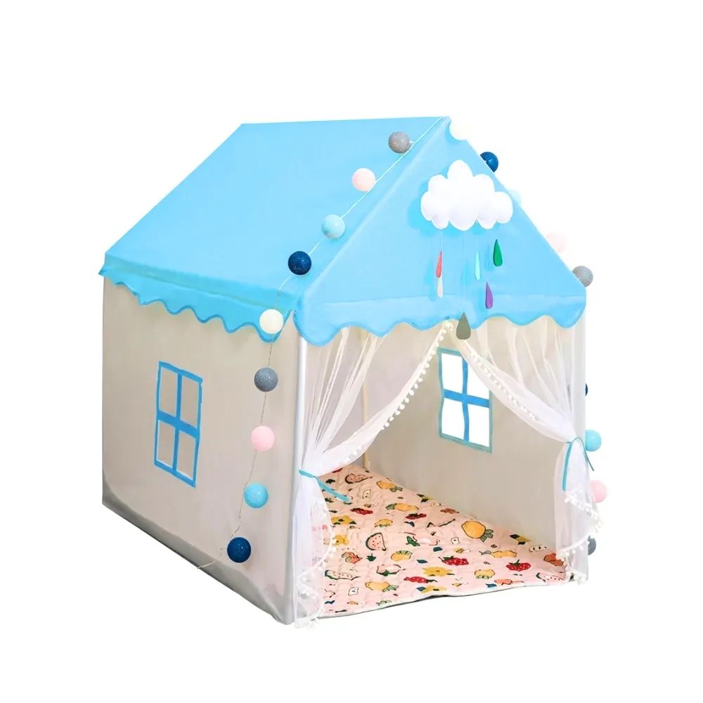 Castillo Carpa para Niños Color Celeste 120 cm x 100 cm x 130 cm