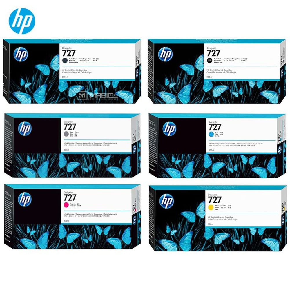 Kit Tinta HP 727 DesignJet T2500, T930 Original  - 300ml
