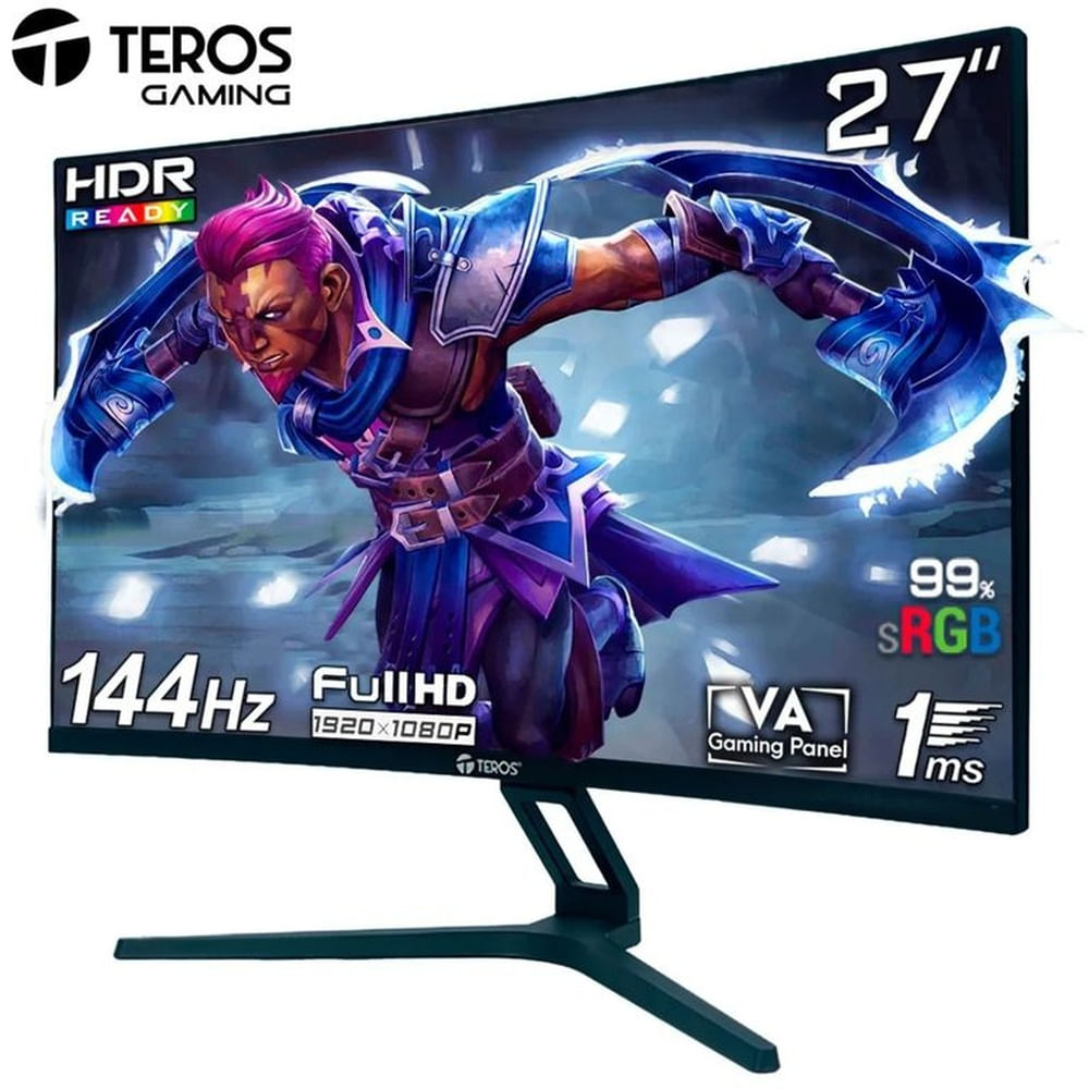 Monitor Teros TE-2734S, 27 Curvo FHD VA, 144Hz, 1ms, Parlante