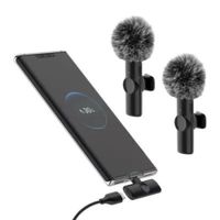 MICRÓFONO INALÁMBRICO PARA CELULAR CON PELUCHE ANTI VIENTO NEGRO - MK24