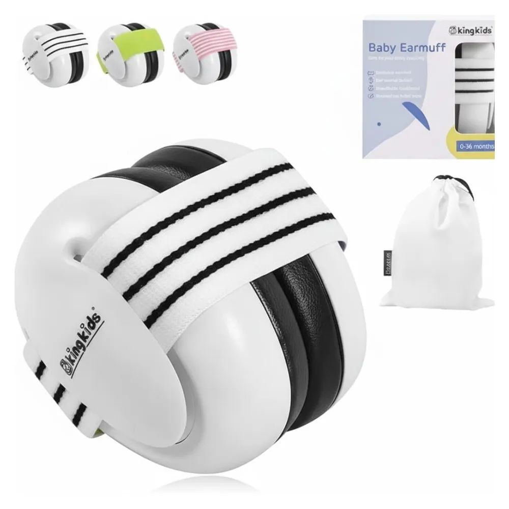 Orejeras para Bebés con Cancelación de Ruido Baby Earmuf Kingkids Blanco con Negro