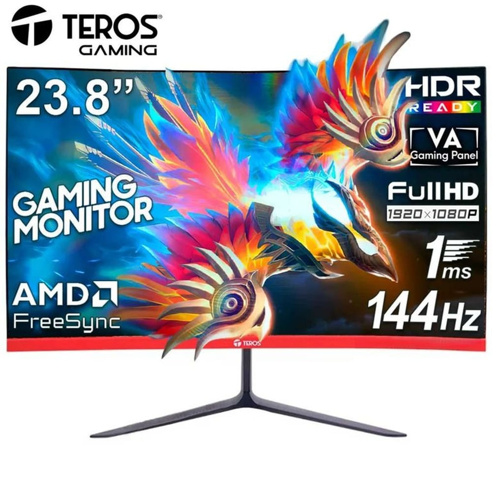 Monitor Teros TE-2403S, 24 Curvo FHD VA, 144Hz, 1ms, Parlante