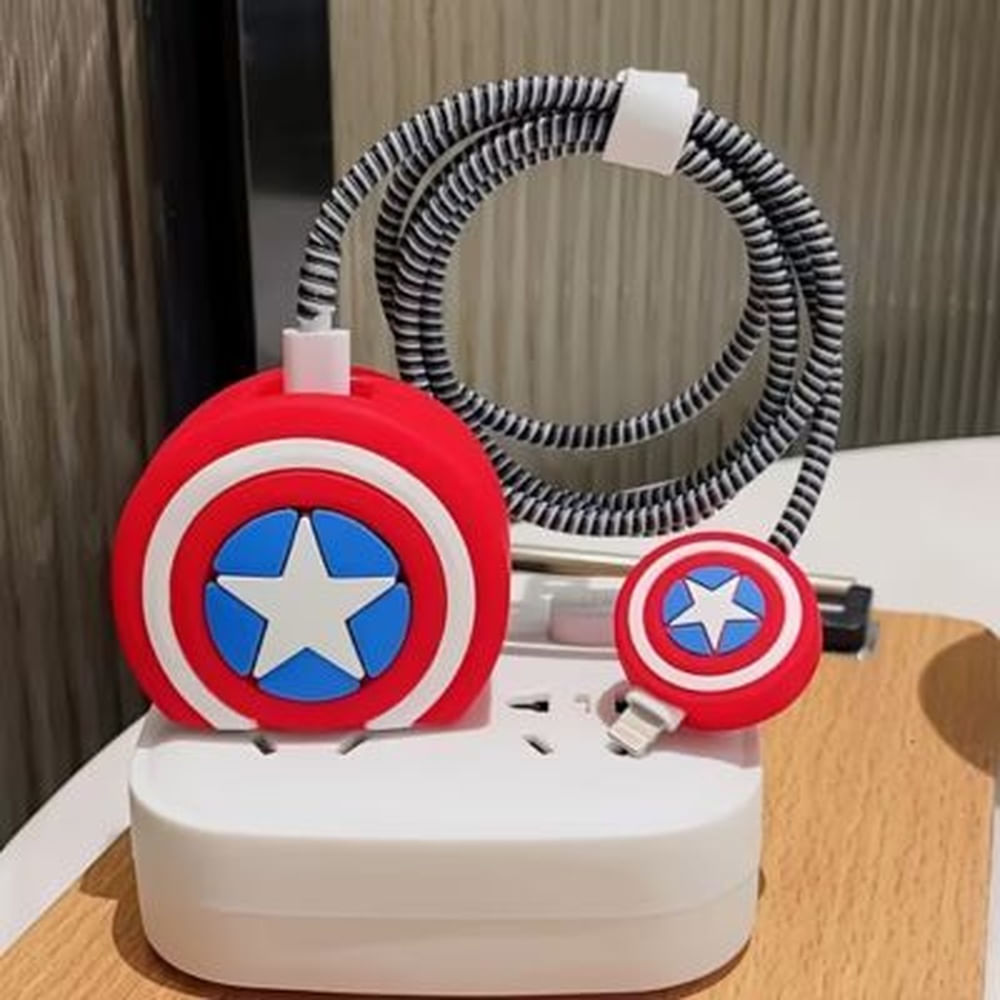 CASE PROTECTOR DE CAPITÁN AMÉRICA PARA CARGADOR DE IPHONE
