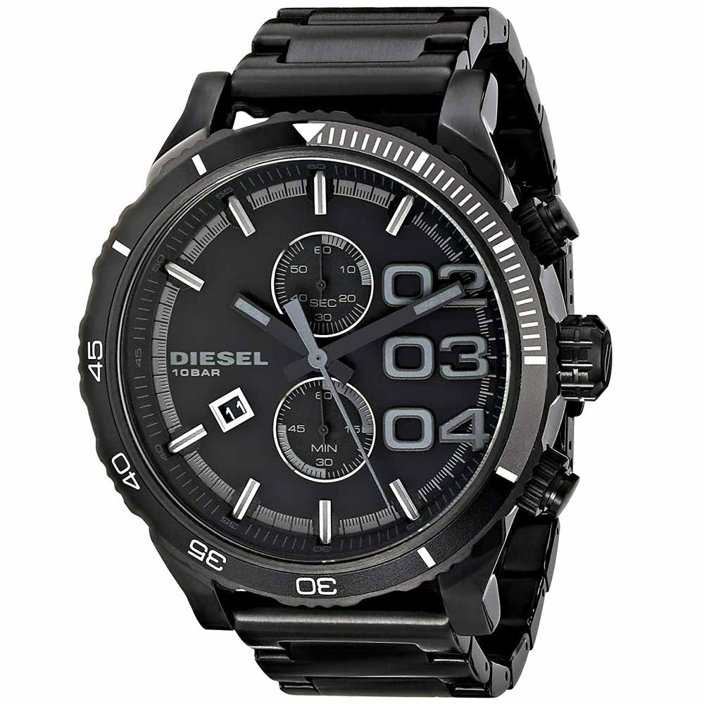 Reloj Diesel Double Down DZ4326 Fecha Cronómetro Acero Inoxidable Negro