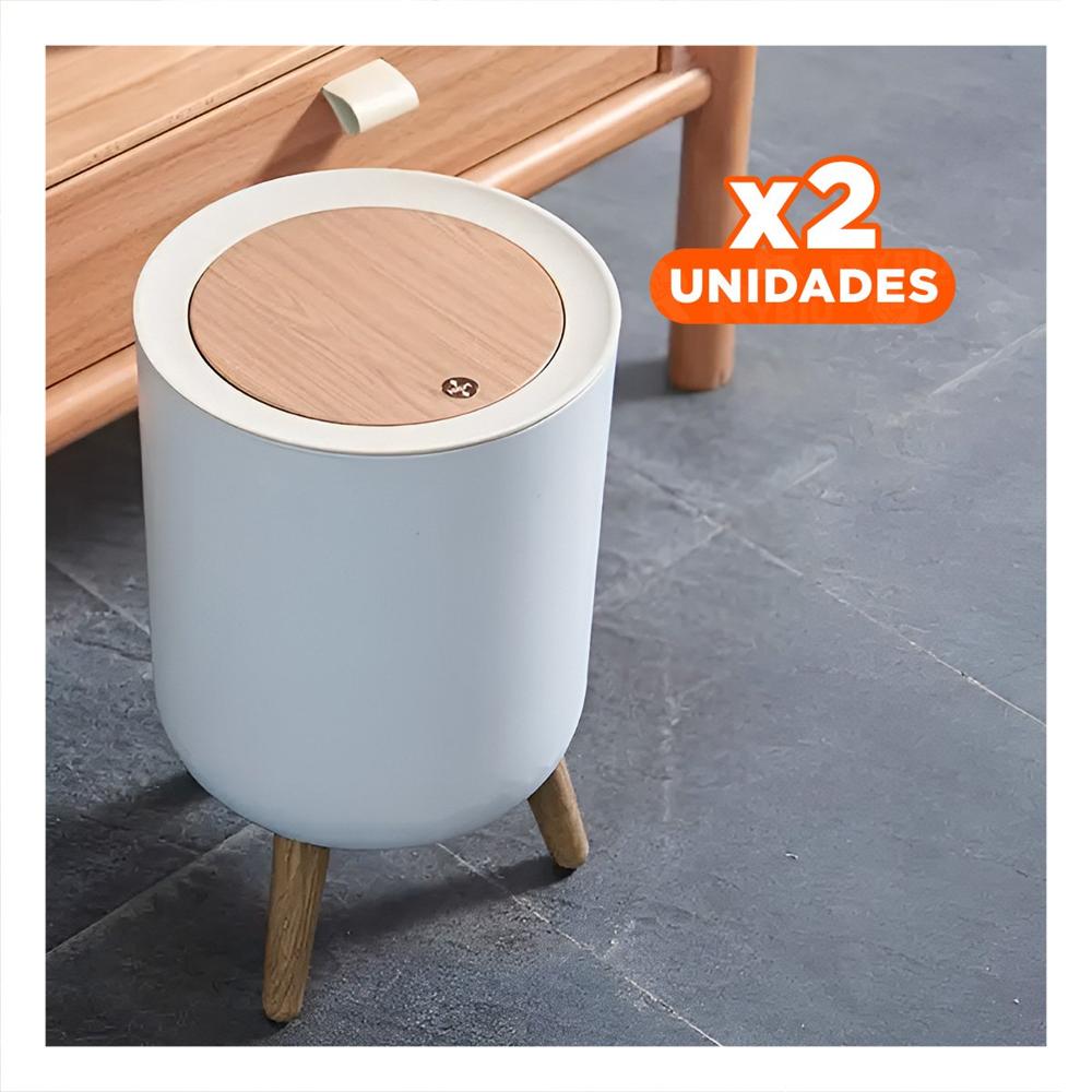 Pack2 Basurero Practico con Tapa Push y Patitas para Espacios del Hogar Y Papel Regalo