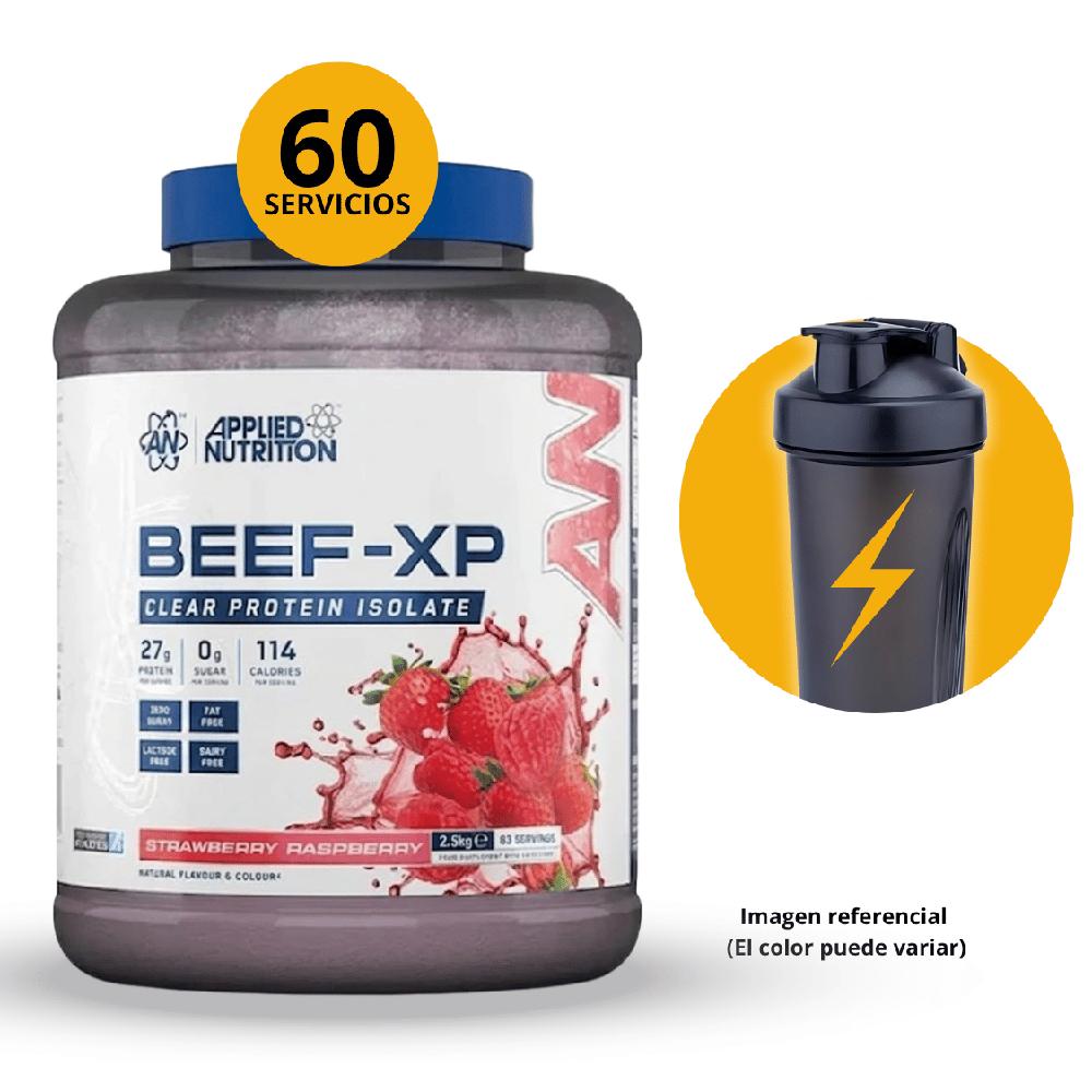BEEF-XP 1.8KG BEEF PROTEIN SABOR FRESA Y FRAMBUESA CON SHAKER