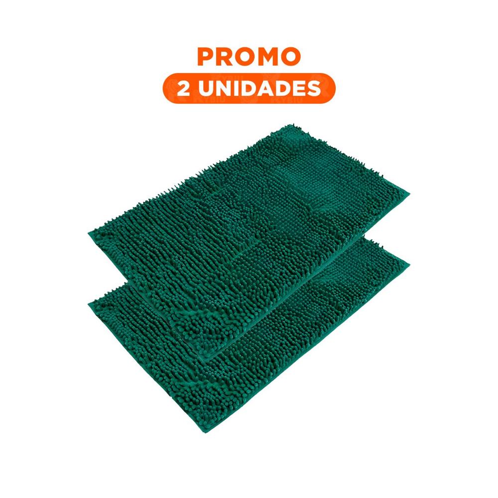 Pack2 Tapete Rectangular de Piso Microfibra 40x60cm Verde oscuro para Interior Y Regalo Sticker