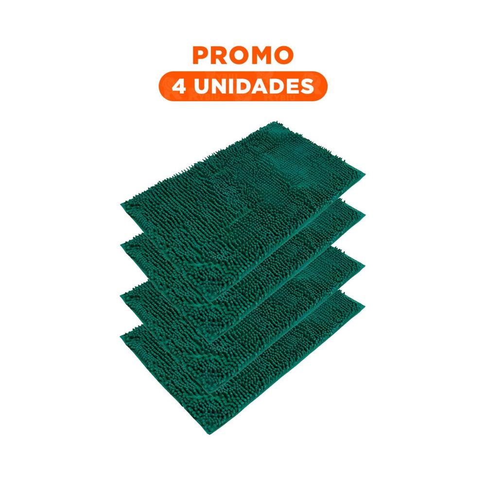 Pack4 Alfombrilla Rectangular de Microfibra 40x60cm Verde oscuro para Casa