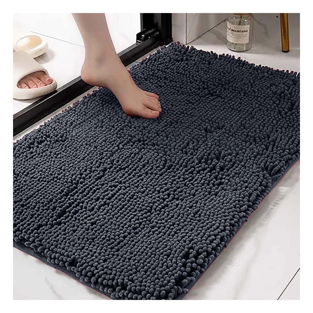 Alfombra Rectangular de Microfibra 40x60cm Plomo oscuro para Hogar Moderno