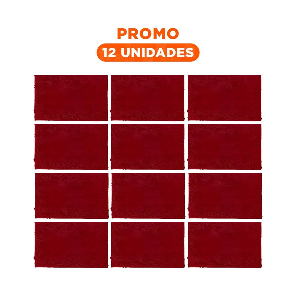 Pack12 Alfombrilla Rectangular Suave de Microfibra 40x60cm Guinda para Ambientes