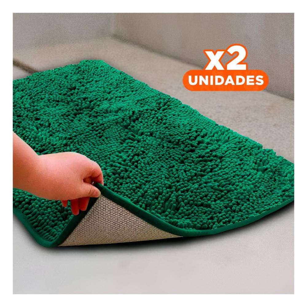 Pack2 Cobertor Rectangular de Piso Microfibra 40x60cm Verde oscuro para Casa
