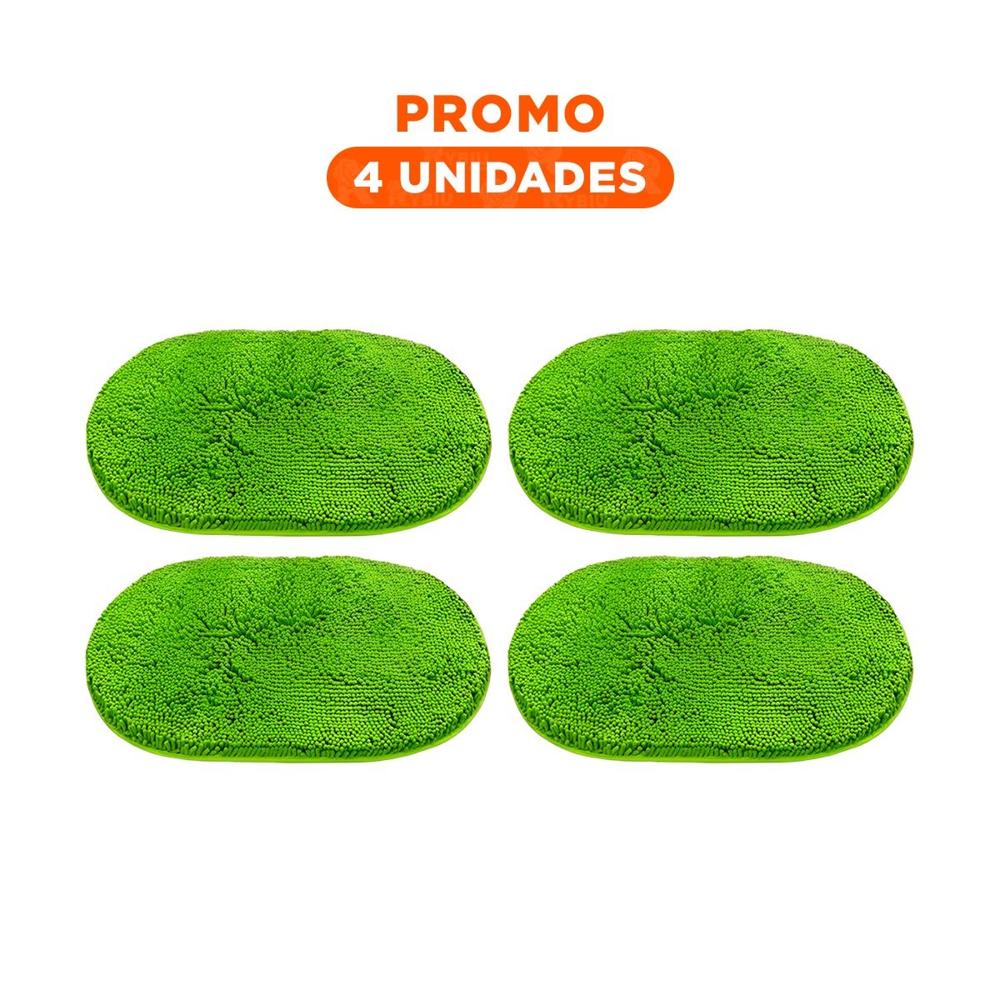 Pack4 Tapete Ovalado Acolchado de Microfibra 40x60cm Verde limon