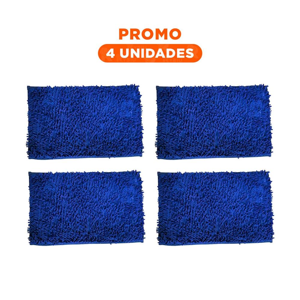 Pack4 Tapiz Rectangular Decorativo de Piso Microfibra 40x60cm Azul para Casa