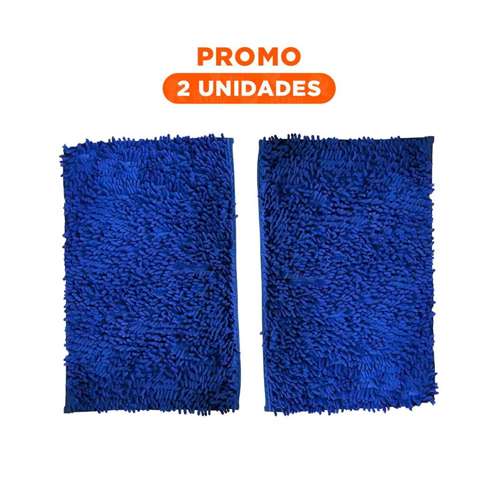 Pack2 Alfombrilla Rectangular de Piso Microfibra 40x60cm Azul para Uso Diario Y Regalo Sticker