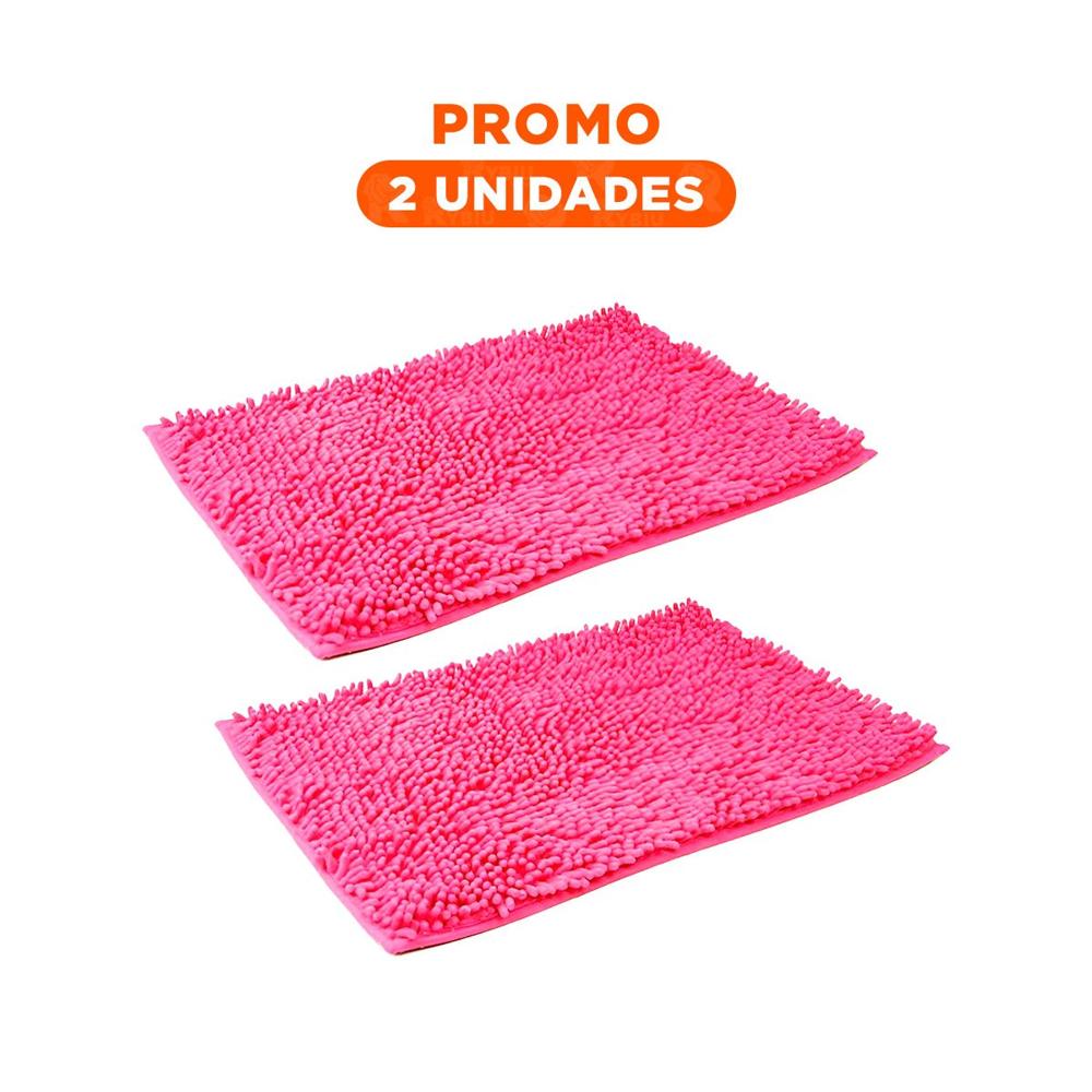 Pack2 Cubrepiso Rectangular Microfibra 40x60cm Fucsia para Hogar Y Regalo Sticker