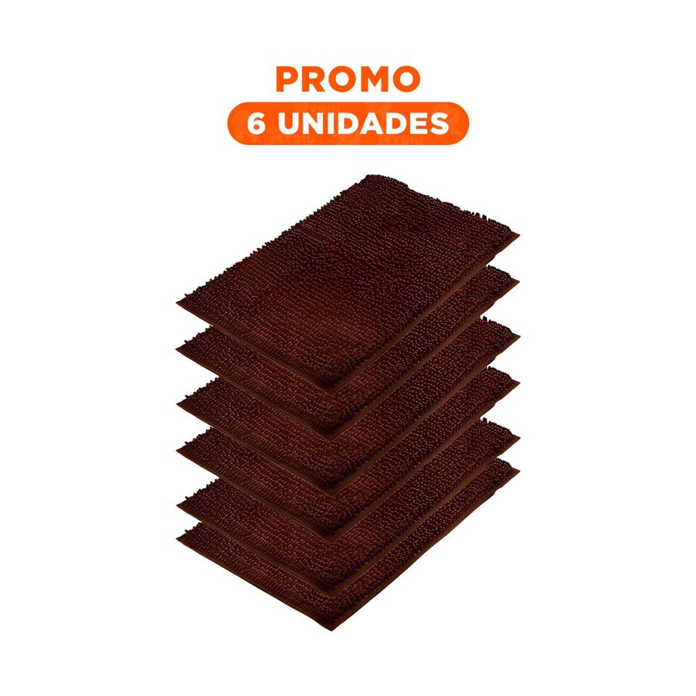Pack6 Cubrepiso Rectangular Decorativo de Piso Microfibra 40x60cm Marron Y Regalo Sticker
