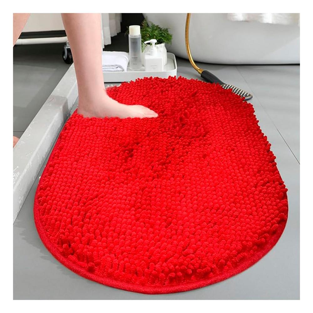 Superficie Ovalada de Microfibra 40x60cm Rojo para Uso Diario en Bano Y Notas